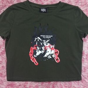 Empyre Dark Green Cropped Tee with Graphic